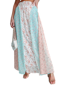 White Multi Floral Print Maxi Skirt