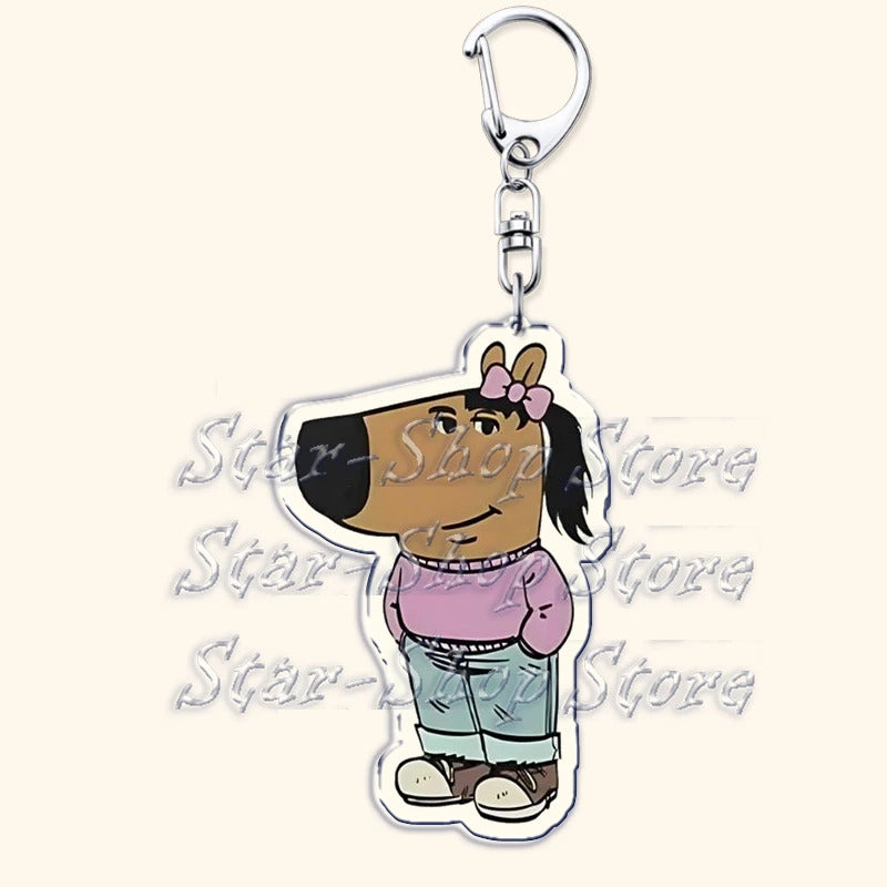 Funny Just A Chill Guy Girl Meme Keychains for Accessories Bag Key Chain Ring Jewelry Cool Dog Holidays Friends Keyring Gifts