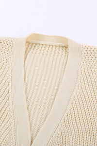 Beige Wrap V Neck Sweater with Side Tie