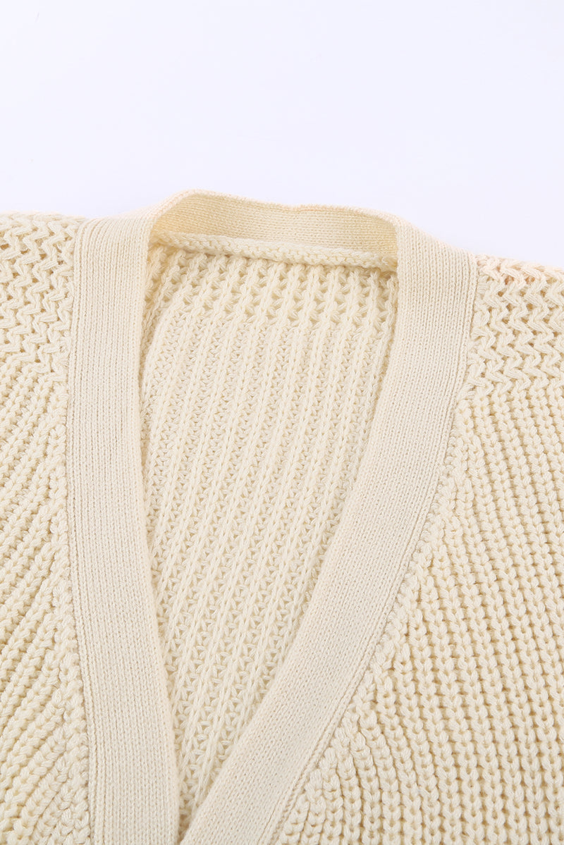 Beige Wrap V Neck Sweater with Side Tie