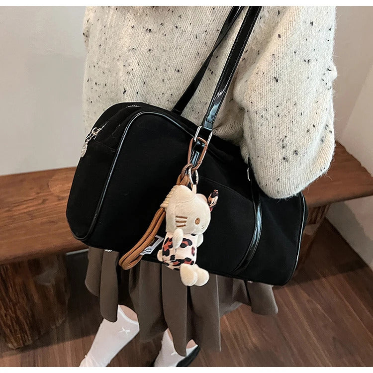 Casual Large Capaci Suede Bag Women 2024 New Autumn and Winter Retro Brown Commuter Shoulder Bag Pillow Bag