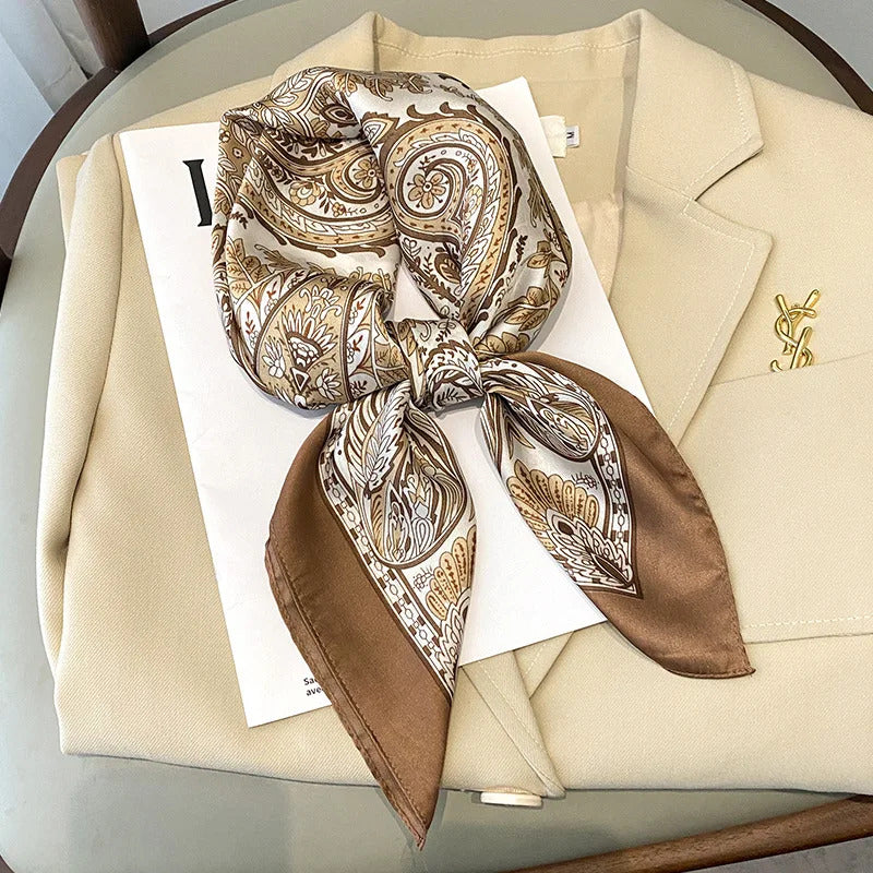 2023 Luxury Horse Print Female Silk Neck Scarf Square Hair Scarves Foulard Head Band Shawls Wraps Neckerchief Bandana Women