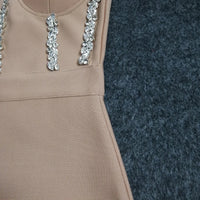 Sexy Strapless Women Dress Bandage Bodycon 2023 New Elegant Beading Party Evening Club Midi Dresses Summer Autumn Clothes