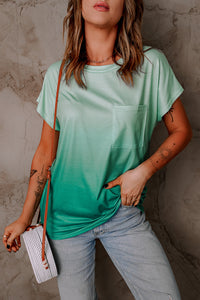 Gray Floral Cap Sleeve T-Shirt with Pocket