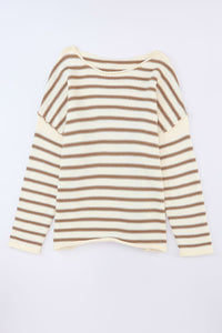 Black Striped Drop Shoulder Oversized Sweater