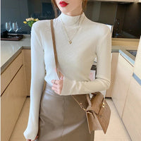 Turtleneck Sweater Women Fashion New Stretch Tops Women Knitted Pullovers Long Sleeve Bottoming Knitted Sweater