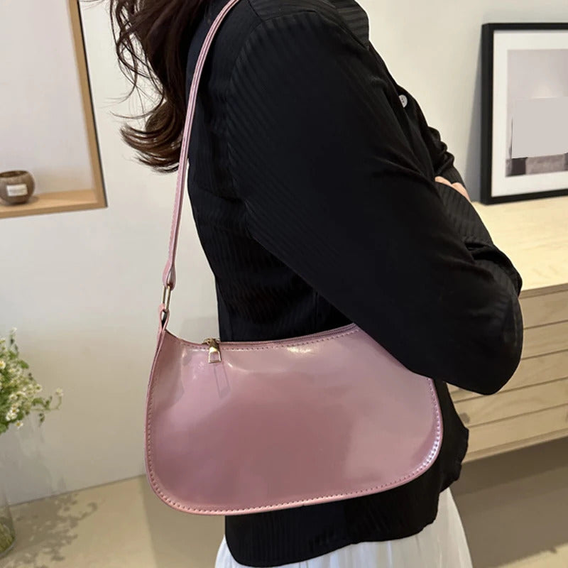 Retro Solid Color PU Leather Shoulder Underarm Bag Women's Fashion Handbags Casual Hobos Purses and Handbag Ladies Hand Bags