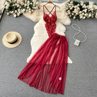 Sexy Slim Chinese Cheongsam Halter Nightwear Lingerie Halter Hollow Tassel Sleeveless Strap Dress Erotic Women Nightgown Pajama