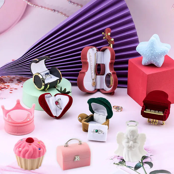 One Piece Velvet Jewelry Box Gift Box Container Wedding Ring Box Ring Case Earrings Holder For Jewelry Display& Jewelry Package