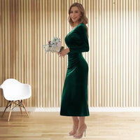 2024 New Amazon Foreign Trade Europe and America V-neck Wrap Hip Skirt Slim Fit Elegant Style Fishtail Dress Evening Dress