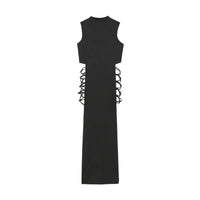 Summer Woman's Criss Cross Cut Out Sexy Sleeveless Bandage Dress Elegant Black Backless Chic Tank Top Club Party Slim Clothing