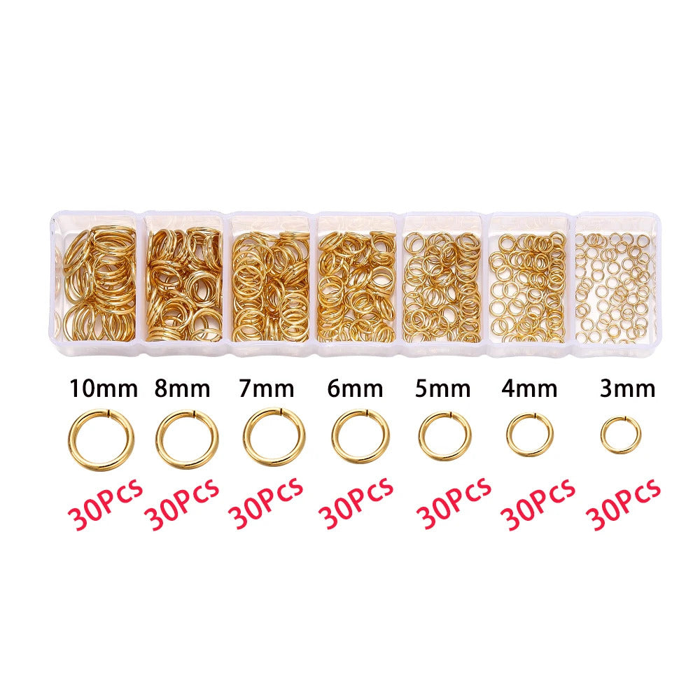 210-400pcs/Box Jewelry Making Kits Lobster Clasp Open Jump Rings End Crimps Beads Box Handmade DIY Bracelet Necklace Findings