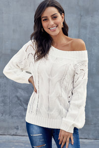 White Chunky Oversized Pullover Sweater