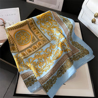 2024 New Fashion 70X70cmPrinted Women's Scarf Pashmina Silk Scarf Square Shawl Decorative Headband Neck Luxury Design Bandana