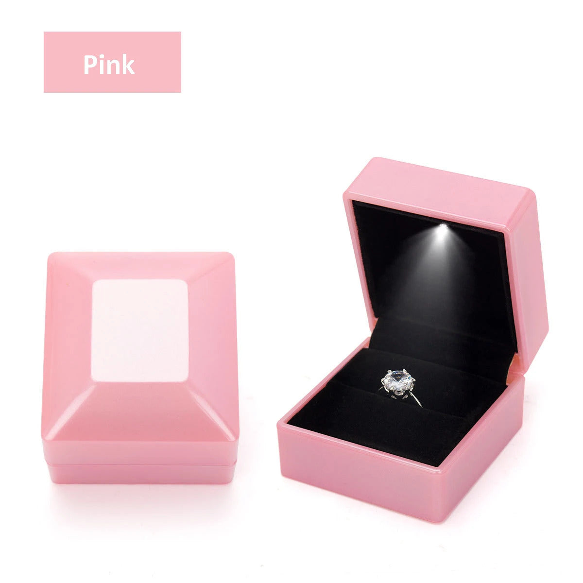 1 Pcs LED Jewelry Ring Box Luxury Velvet Rubber Necklace Pendant Gifts Display With Light For Proposal Engagement Wedding Case