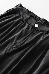 Black Tencel Wide Leg Soft Denim Pants