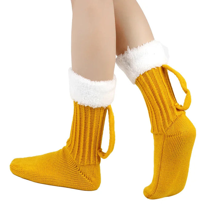 Thick Beer Mug Socks Women Men Autumn Winter Knitted Foot Cover Soft Floor Socks Warm Mid-Tube Socks EU 36-42