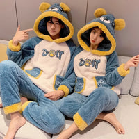 New 2022 Couple Pajamas Set Women's Thickened Fleece-lined Coral Velvet Couple Sleepwear For Spring Autumn Winter Homewear