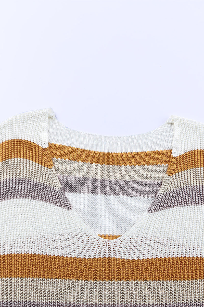 Stripe Drop Shoulder Striped Knit Sweater