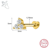 ZS 1PC 925 Sterling Silver Lip Ring Gold Color Labret Lip Stud Snake Cross Star Lip Piercing for Women Men 16G Cartilage Earring