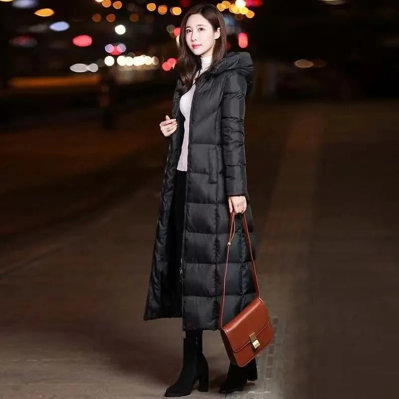 2023 Women's Winter Cold Coats Long Parkas Warm Down Basic Jacket Fashion Cotton Padded Outwear Female Hooded Windproof Overcoat