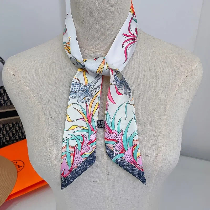 Summer New Animal Design Elephant Female Decoration Twill Long Ribbon Binding Bag Silk Ribbon Hair Belt Hot Selling Small Scarf