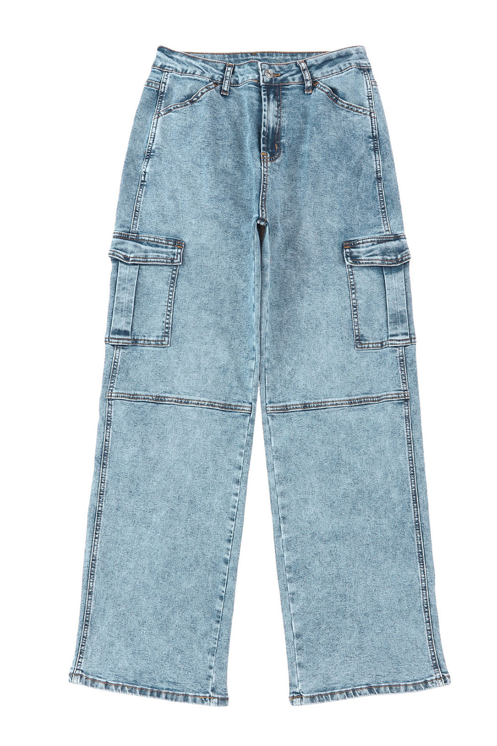 Sky Blue Cool Cargo Style Wide Leg Jeans