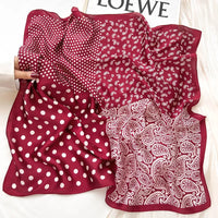 Luxury Polka Dot Silk Square Scarf Women Hijab Hair Bands Neckerchief Female Satin Shawl Ribbon Headband Fashion Wraps Bandana