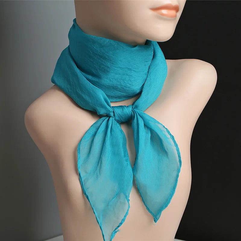 New 70X70cm Simulation Silk Scarves Women's Versatile Small Square Solid Chiffon Scarf Gauze Scarf Party Gift