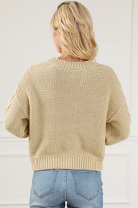 Apricot Cable Knit Buttoned Cardigan