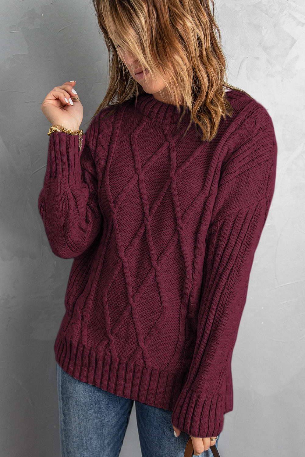 Wine Oversize Thick Pullover Sweater