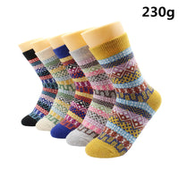 5 Pairs Winter Warmer Women Thicken Thermal Wool Cashmere Snow Socks Fashion Casual Euramerican National Wool Socks for Women