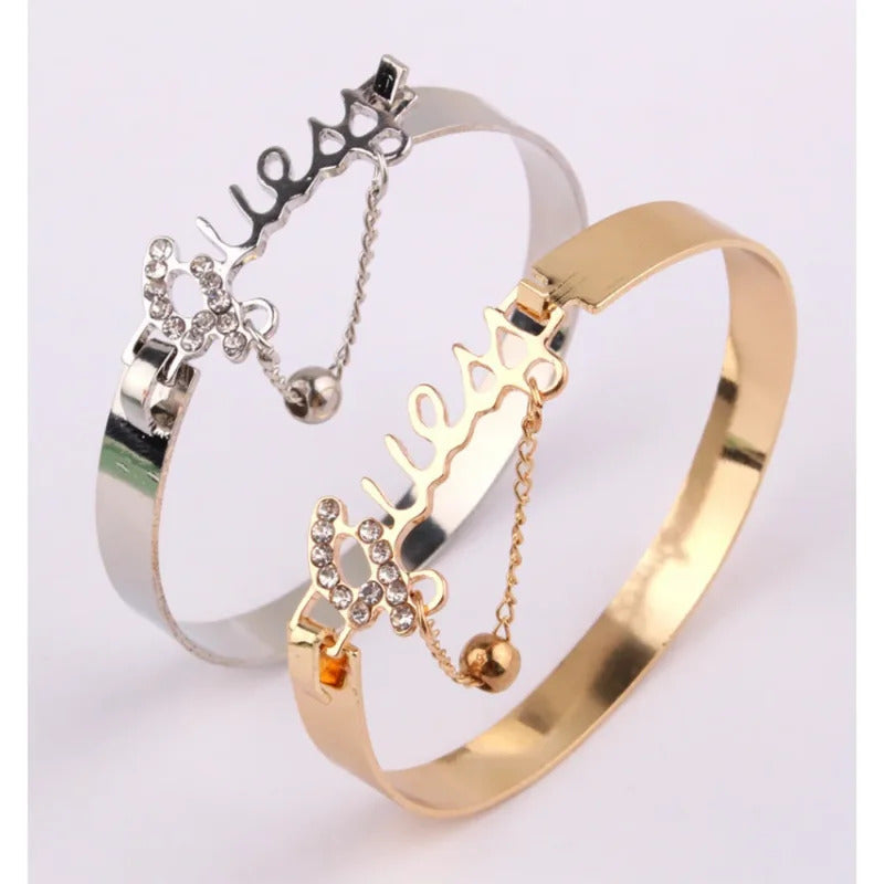 Women's Metal Bracelet Letter Alloy Band Crystal Pendant Hot Selling Jewelry Fashion Jewelry