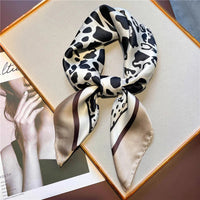 Fashionable 70*70cm Leopard Print Scarf For Women Spring/summer Soft Satin Borders Square Bandana Sun Protection Shawls