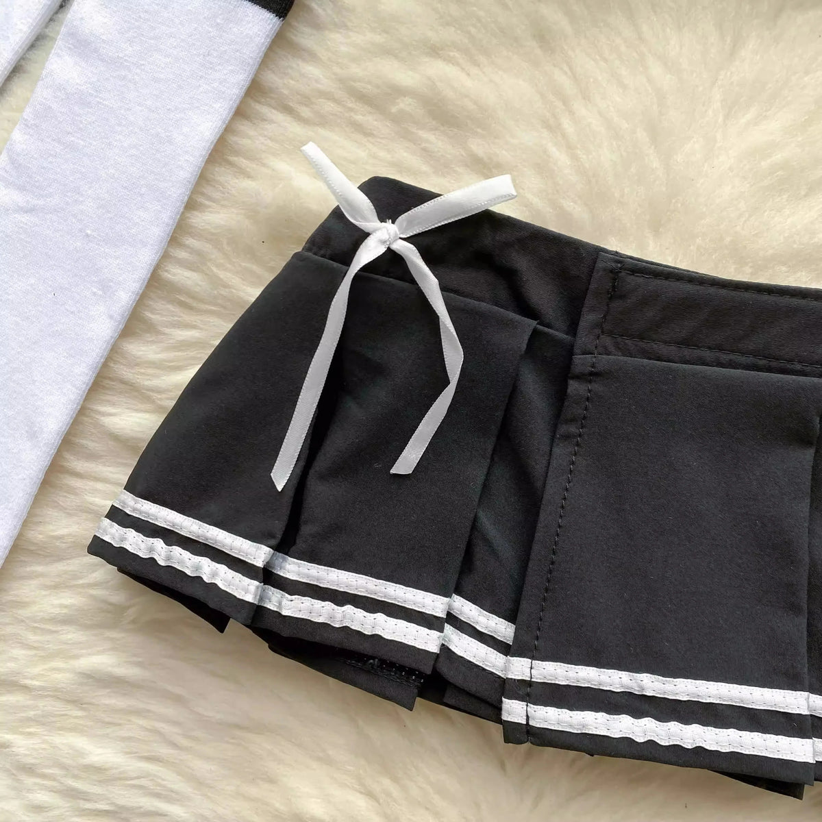 Japan Girls Vintage Cosplay Costume Sexy JK Uniform Skirt Suits Pajamas Outfits Erotic Striped Bow Tie Pleated Skirts Set