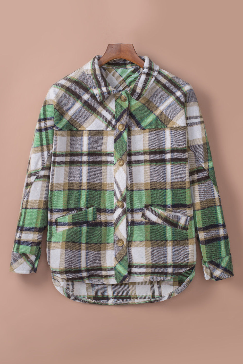 Green Plaid Shacket with Pocket