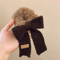 Autumn and Winter Gentle Knitted Wool Bow Hair Rope Girl's Sweet and Versatile Large Hair Ring Head Rope Hair Rubber Band