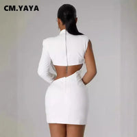 CM.YAYA Women Full Sleeve Elegant O-neck Mini Dress 2024 Summer Pearl String Sexy Street Night Club Party Vestidos Dresses