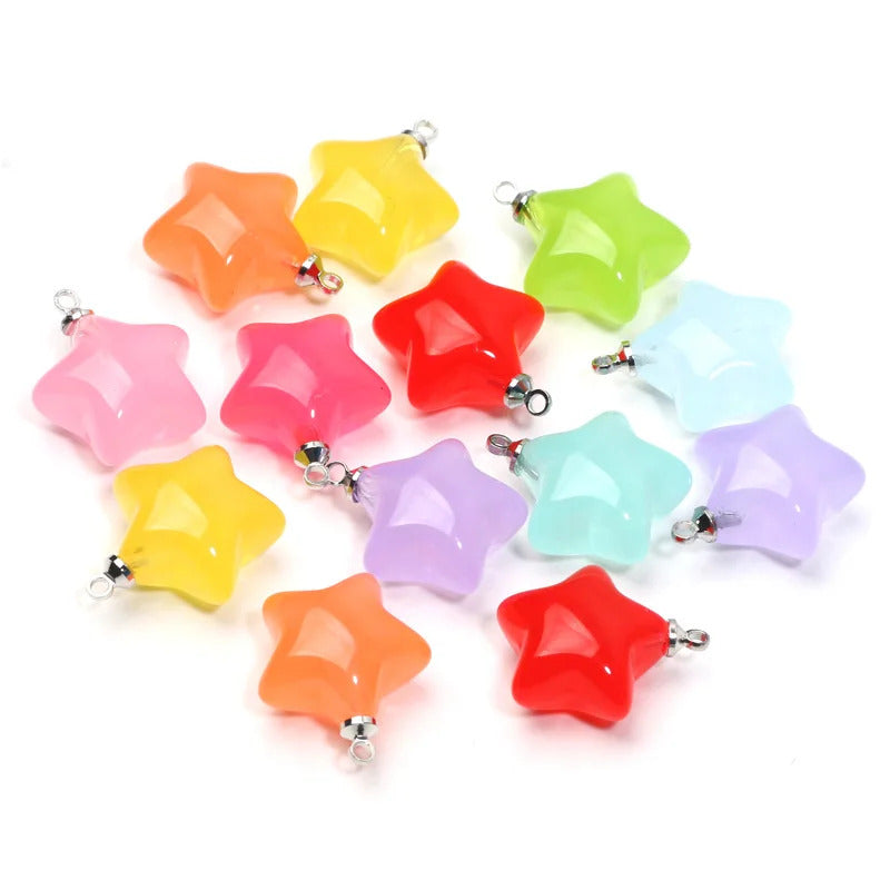 10pcs/lot Mixed Resin Star Charms For Diy Bracelets Necklaces Earrings Keychain Pendants Fit Jewelry Making Accessories Findings