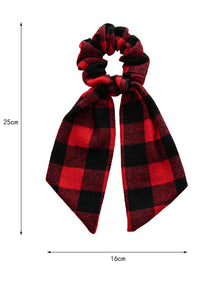 Burgundy Christmas Plaid Ponytail Scrunchie