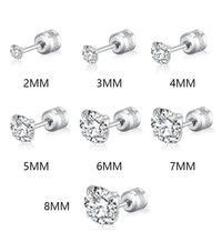 1Pair Stainless Steel Crystals Stud Earrings For Men Women Not Fade Ear Rings Jewelry