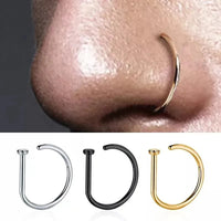 1pc Women Men Fake Piering Nose Ring Earrings, Fashion Punk Non Piercing Nose Clip Stainless Steel Septum Body Jewelry