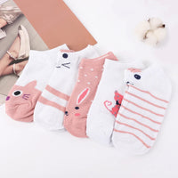 1-5Pairs Cotton Short Sock Cartoon 3D Cat Puppy Dog Animal Socks Harajuku Kawaii Women Girls Anklet Socks Breathable Casual Sox