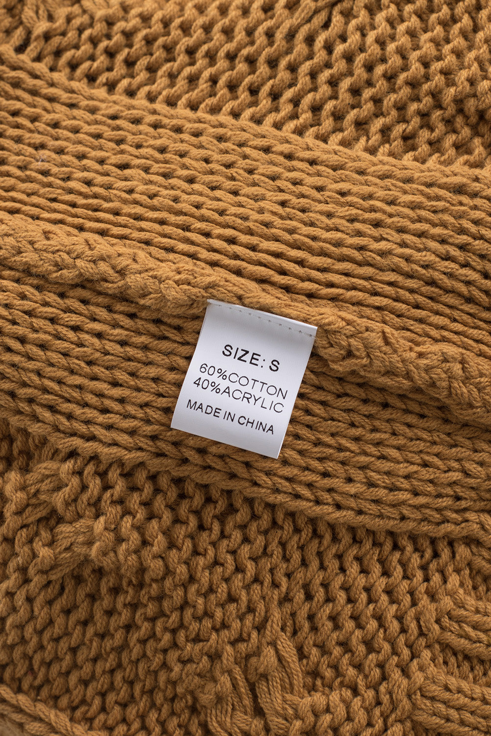 Yellow Cuddle Weather Cable Knit Handmade Turtleneck Sweater