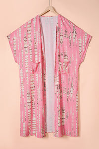 Pink Bohemian Tie Dye Oversize Long Kimono