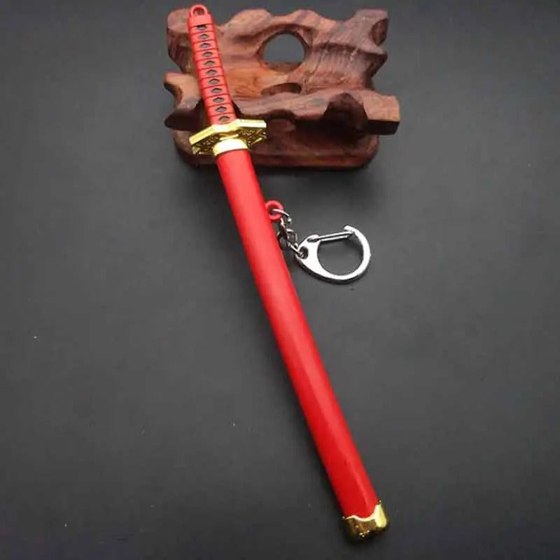 Mini Roronoa Zoro Samurai Sword Keychain Anime Scabbard Key Ring Katana Buckle Key Chain for Men Women Cosplay Toy Jewelry Gift