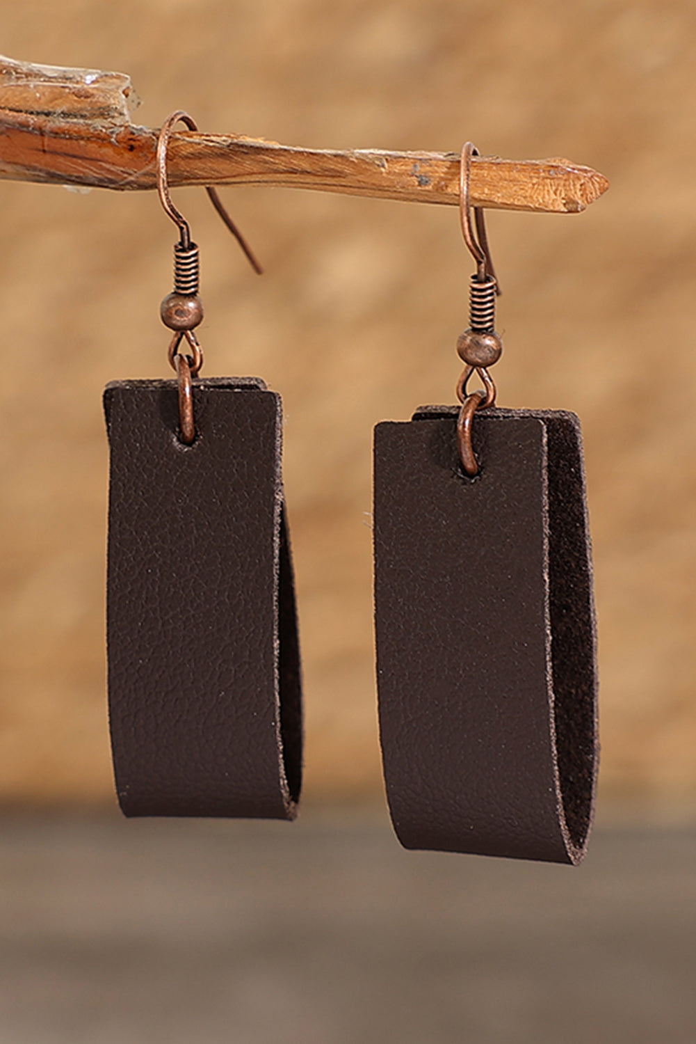 Black Circle PU Leather Drop Earrings