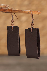 Black Circle PU Leather Drop Earrings