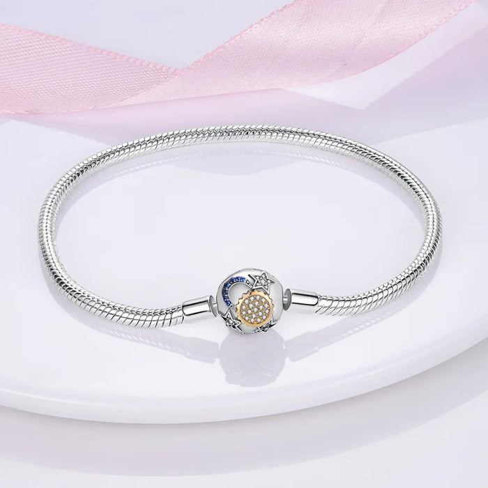 Bracelet Silver 925 Original 17-20CM Star Moon Sun Four Leaf Clover Green Zircon Bracelets Fit DIY Charms Birthday Jewelry Gifts