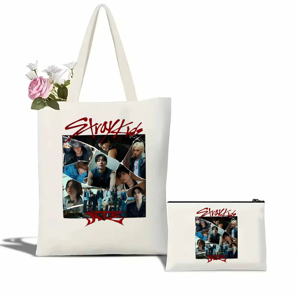 Retro Stray Kids ATE Album Graphic tote bag Stray Kids ChkChkBoom canvas bag Stray Kids Kpop fashion shoulder bag women tote bag